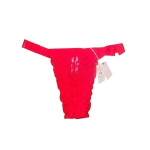 Free People We Are HAH Siren Red Lace Cheeky Panty NWT Adjustable Sexy M/L